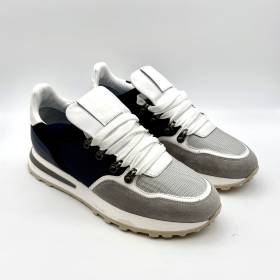 Sneakers bimatière en cerf marine blanc .