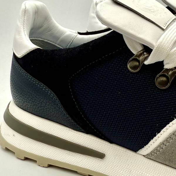 Sneakers bimatière en cerf marine blanc .