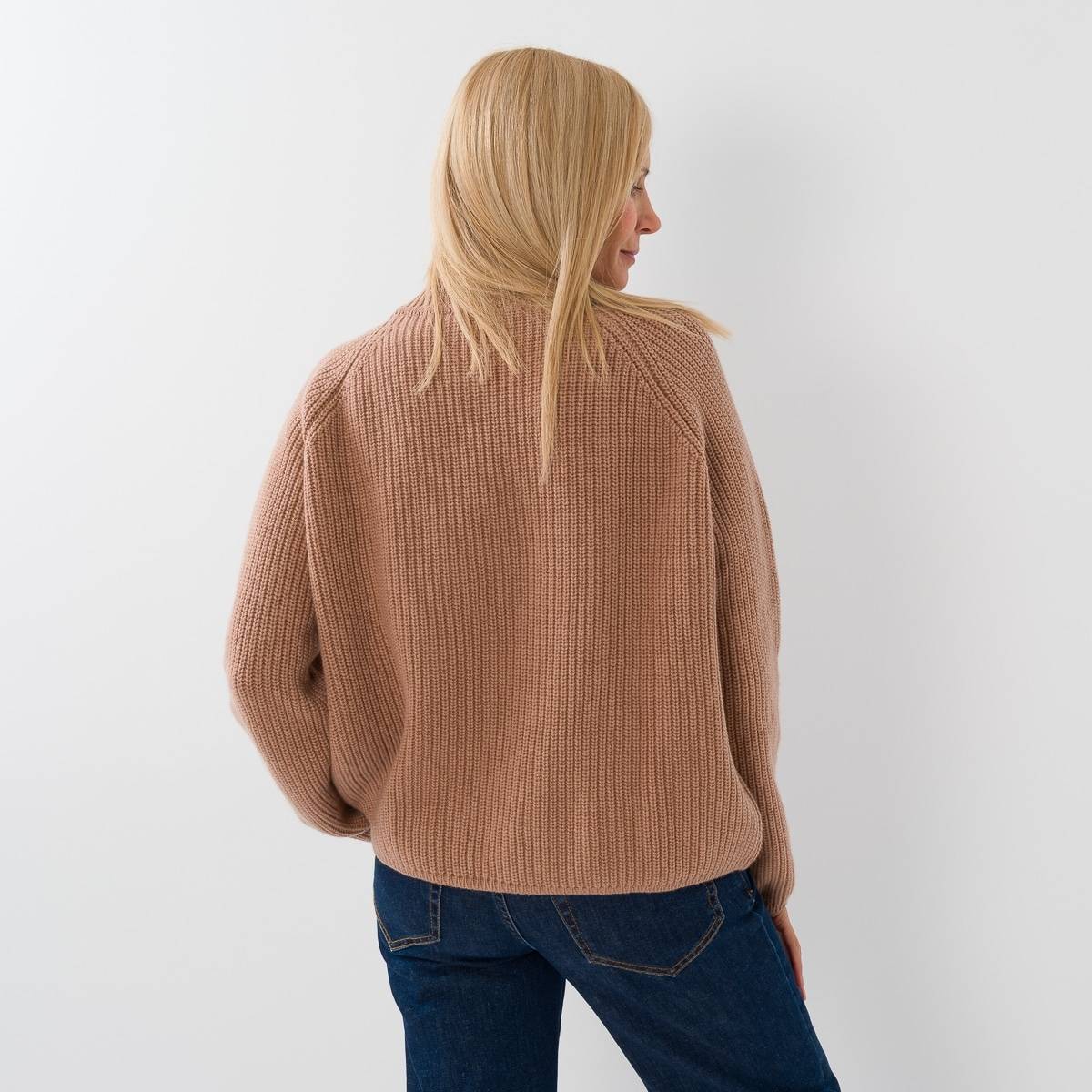 Pull cachemire maille anglaise cannelle