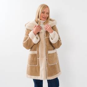 Manteau shearling reversible beige