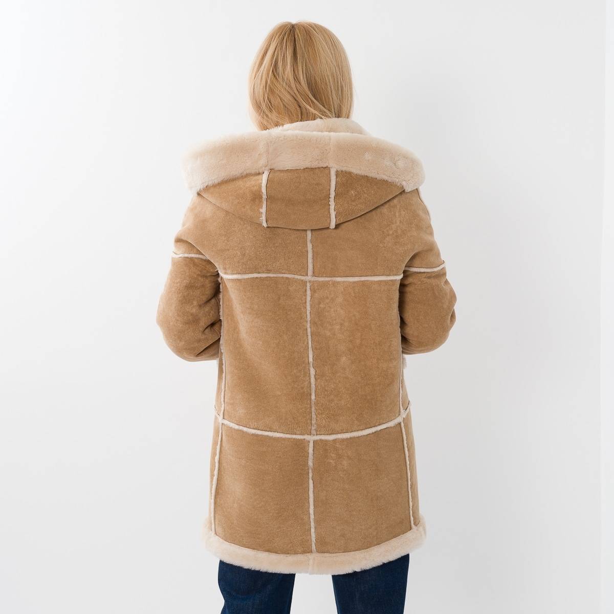 Manteau shearling reversible beige