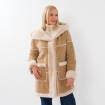 Manteau shearling reversible beige