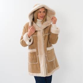 Manteau shearling reversible beige