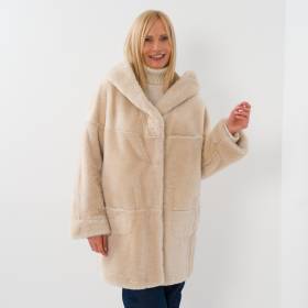 Manteau shearling reversible beige