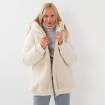 Veste zippée en mouton et cap maille écru