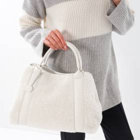 Sac cabas en mouton grand modèle bianco . .