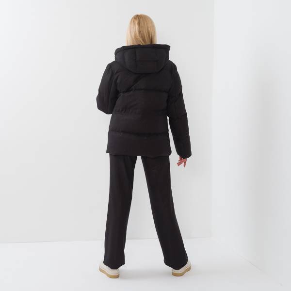 Parka duvet mi longue noir or