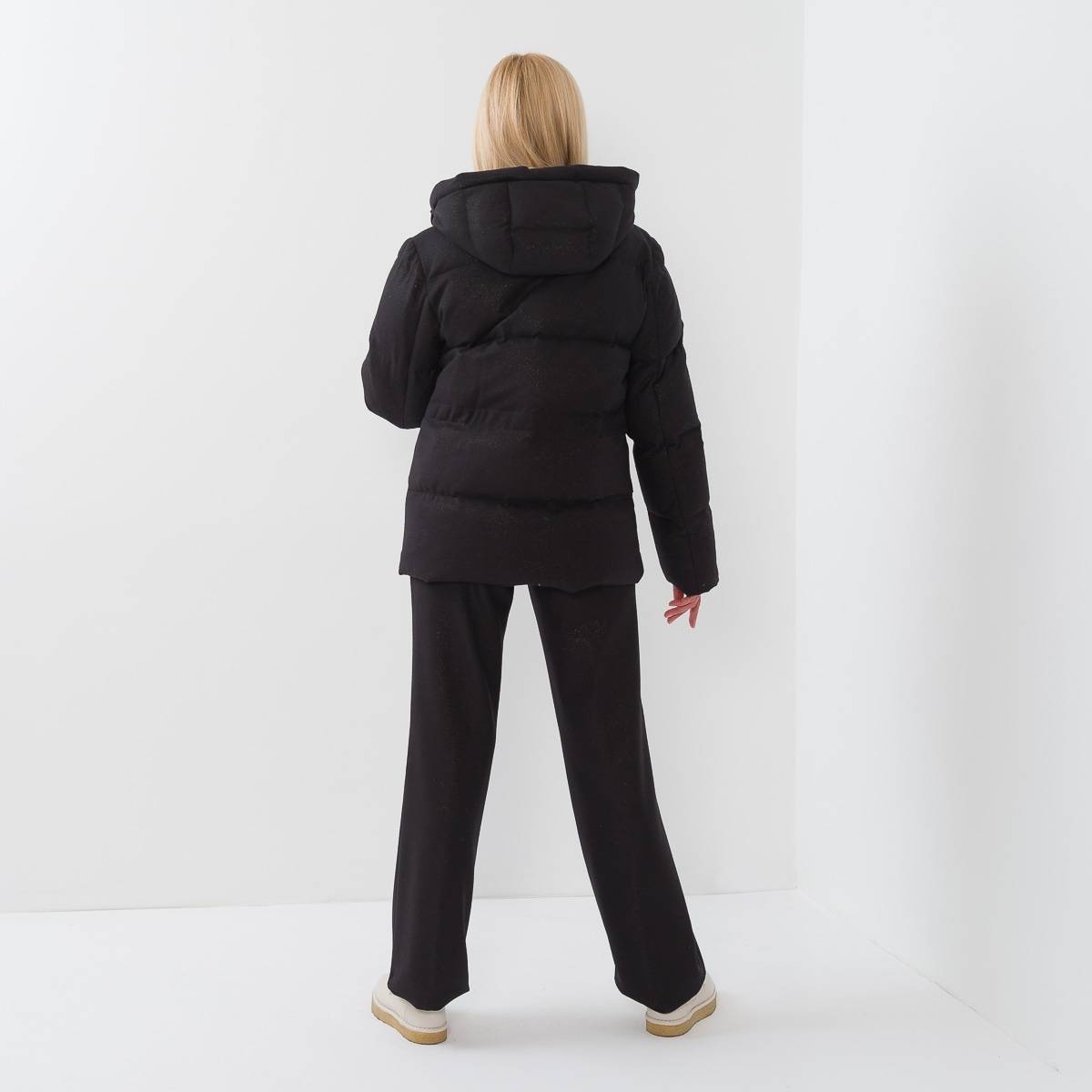 Parka duvet mi longue noir or