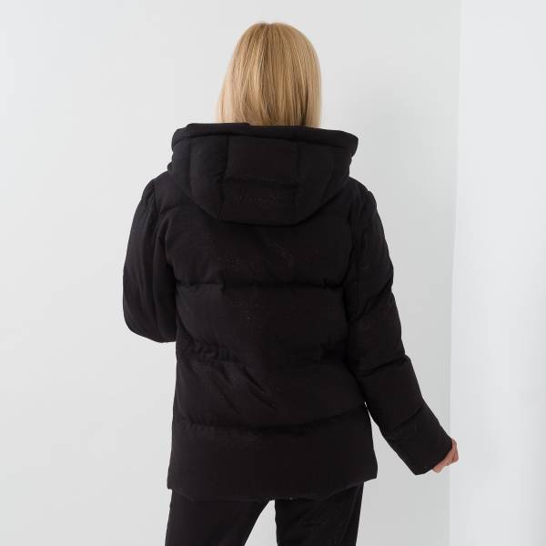 Parka duvet mi longue noir or