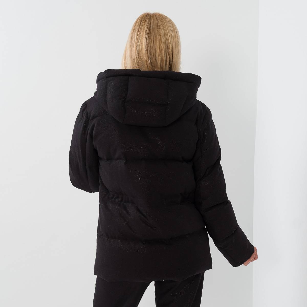 Parka duvet mi longue noir or