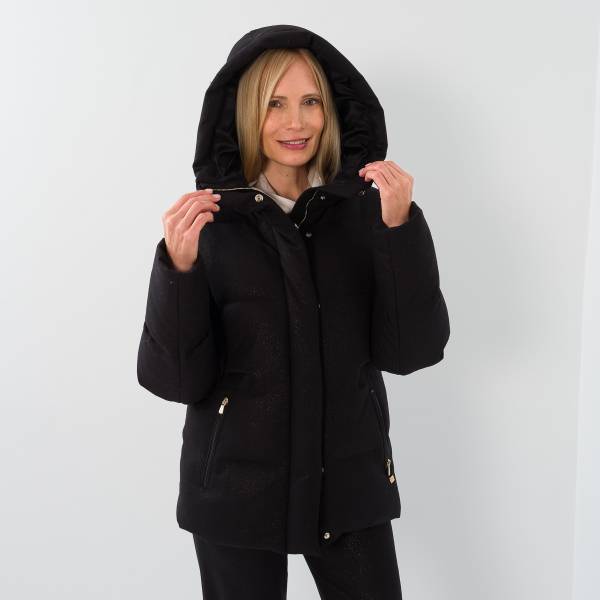 Parka duvet mi longue noir or