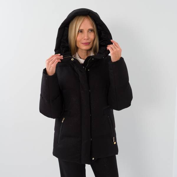 Parka duvet mi longue noir or