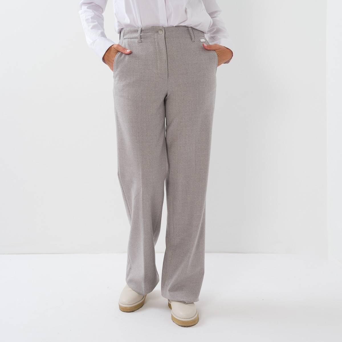 Pantalon large gris argent