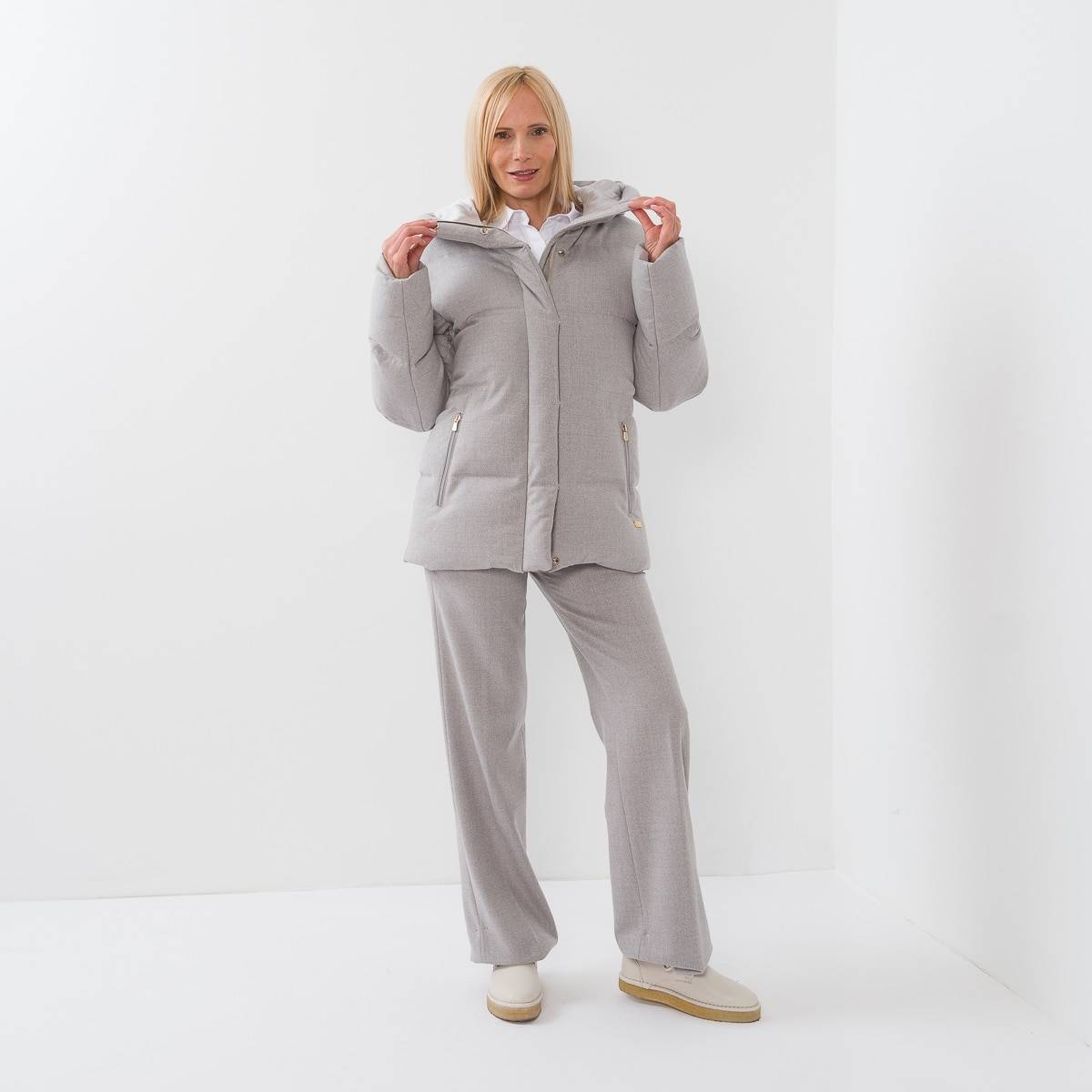 Pantalon large gris argent