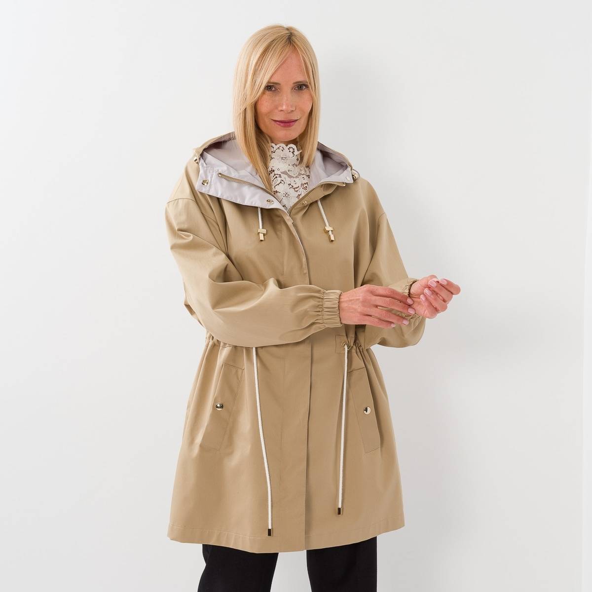 Veste imperméable oversize en coton miel