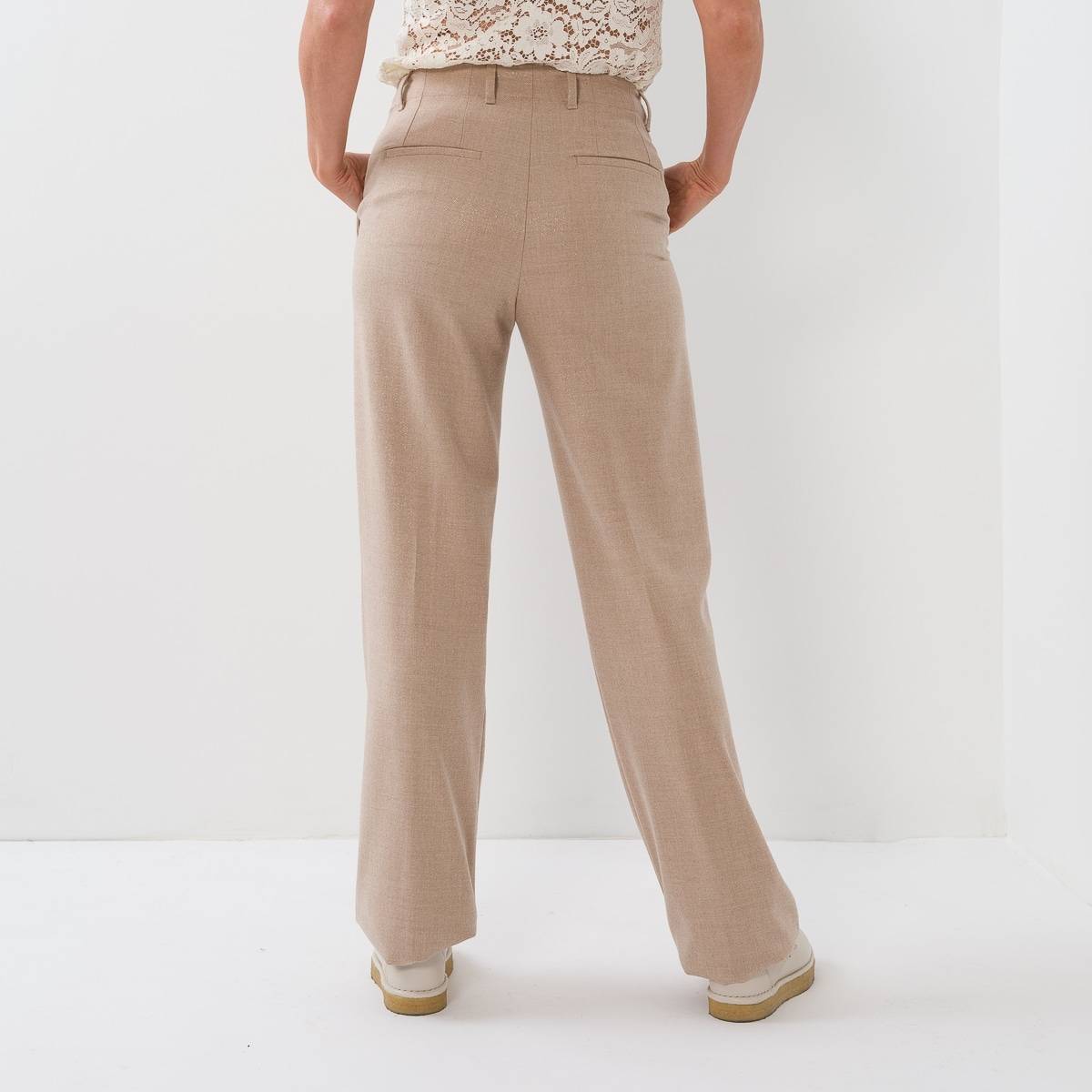 Pantalon large beige or