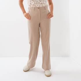 Pantalon large beige or