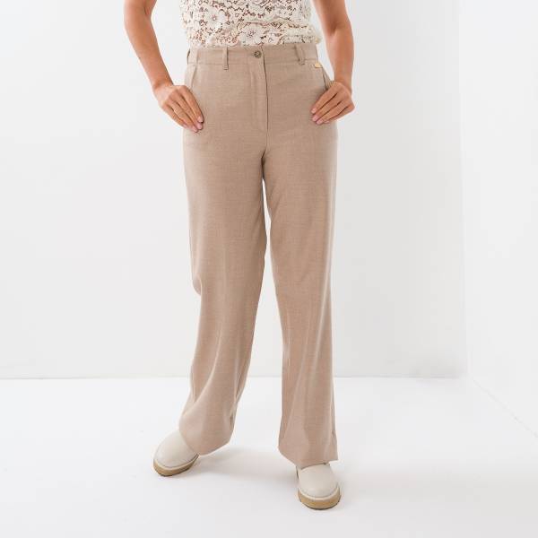Pantalon large beige or