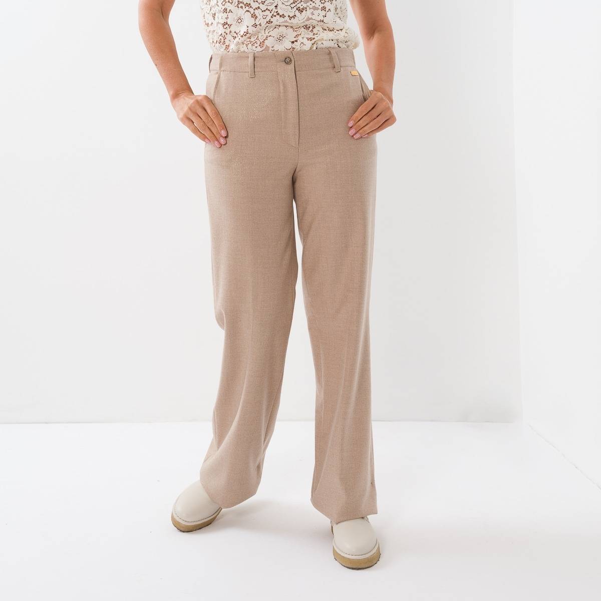 Pantalon large beige or