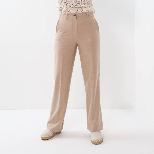 Pantalon large beige or