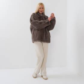blouson vison imprimé chevron grey light grey