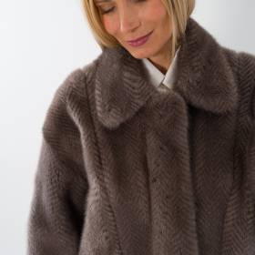 blouson vison imprimé chevron grey light grey
