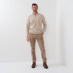 Pull col polo en baby cashmere beige
