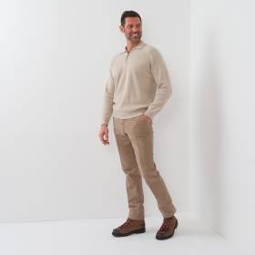 Pull col polo en baby cashmere beige