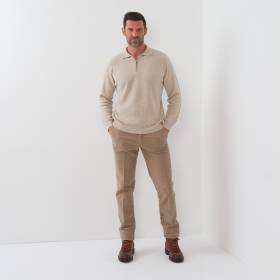 Pull col polo en baby cashmere beige
