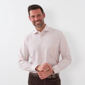 Chemise stretch à chevrons avec poche beige
