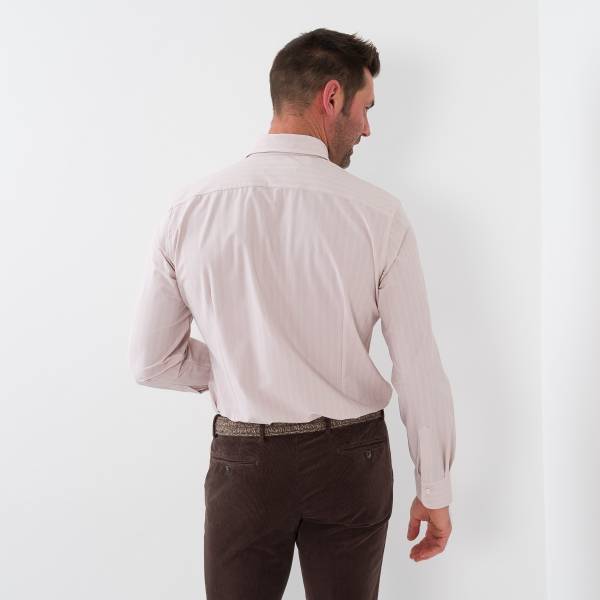 Chemise stretch à chevrons avec poche beige
