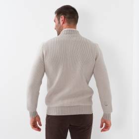 Gilet zip nid d'abeille cashmere écru sable taupe