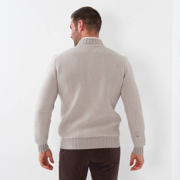 Gilet zip nid d'abeille cashmere écru sable taupe