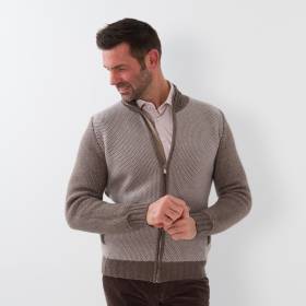 Gilet zip nid d'abeille cashmere beige taupe taupe
