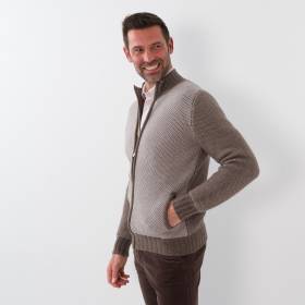 Gilet zip nid d'abeille cashmere beige taupe taupe