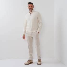 Pull zippé en baby cashmere écru