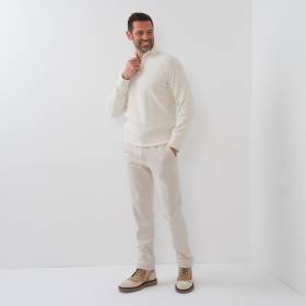 Pull zippé en baby cashmere écru