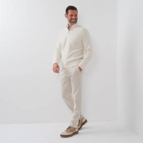 Pull zippé en baby cashmere écru