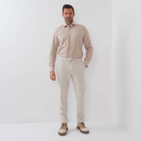 Chemise en coton cashmere pied de puce écru beige