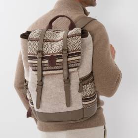 Sac à dos Jacquard brun beige grège