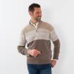 Pull zippé en cashmere motif intersia beige écru