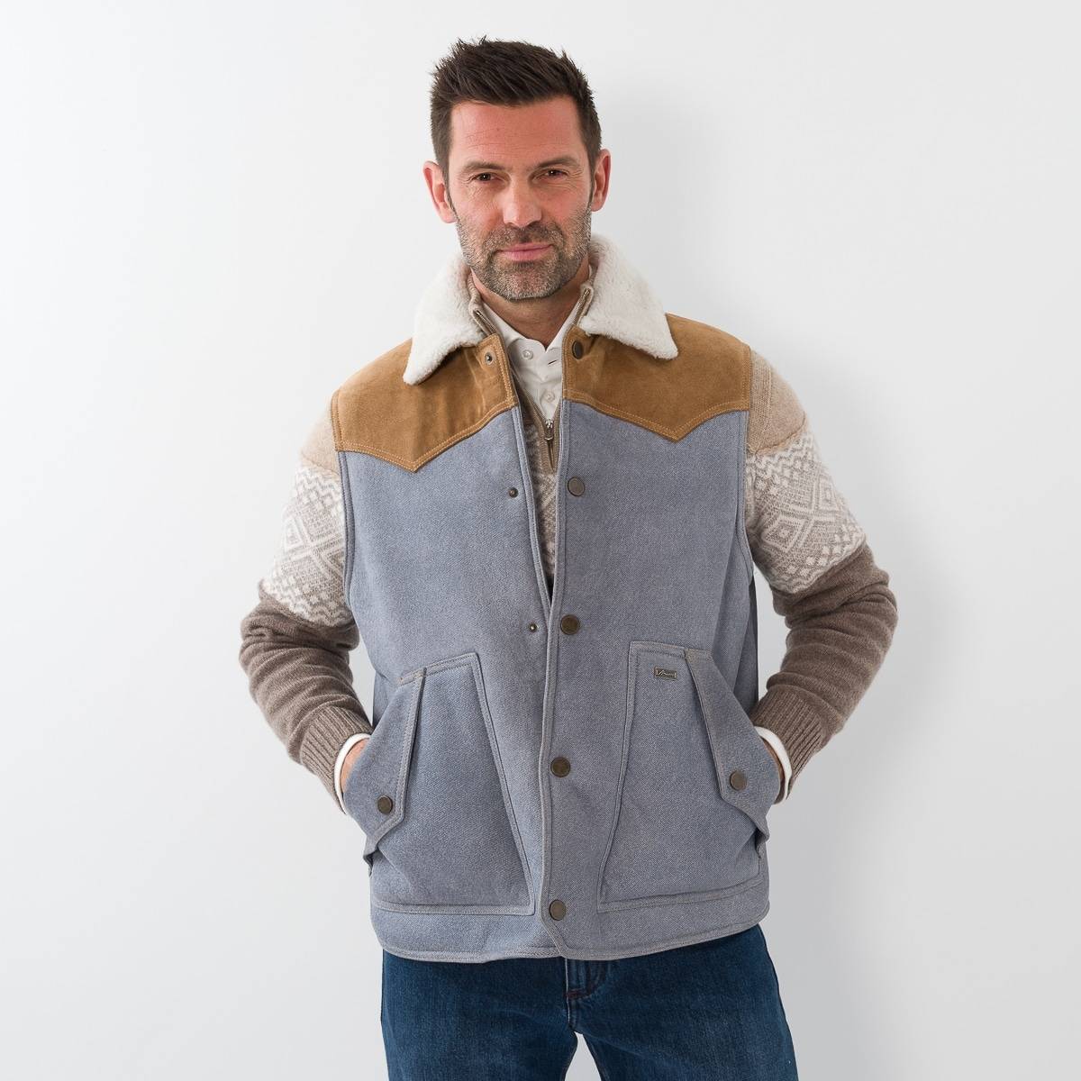 Gilet stampé en jeans denim denim