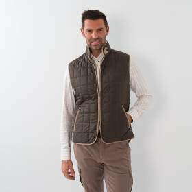 Gilet sans manches matelassé kaki écru beige