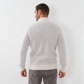 Gilet zippé en cashmere motif vanisé écru souris