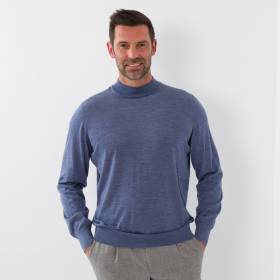 Pull col cheminée merinos denim