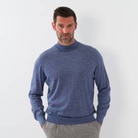Pull col cheminée merinos denim