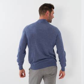 Pull col cheminée merinos denim