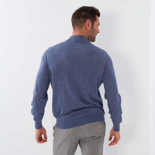 Pull col cheminée merinos denim