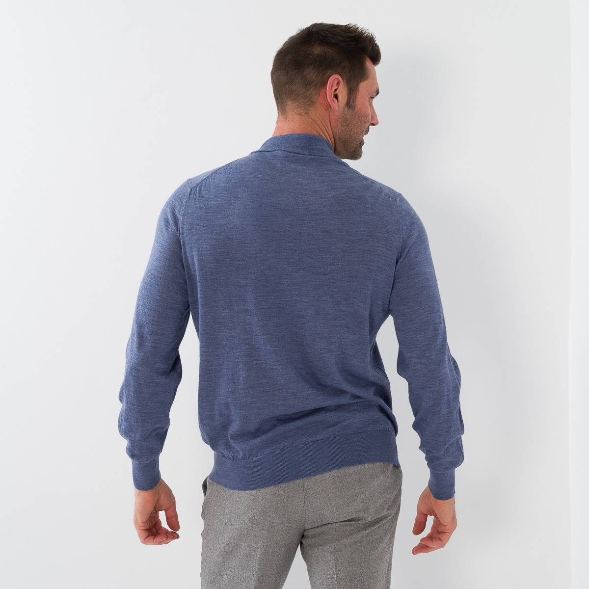 Pull col cheminée merinos denim