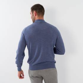 Pull col cheminée merinos denim
